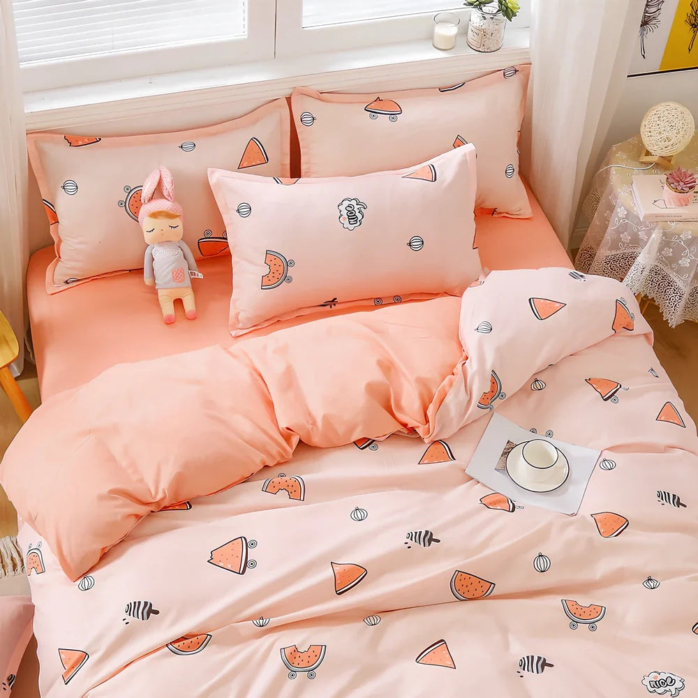 Four-piece cotton quilt core set in navy blue pattern, 230cm x 250cm size for king beds with layered insulation