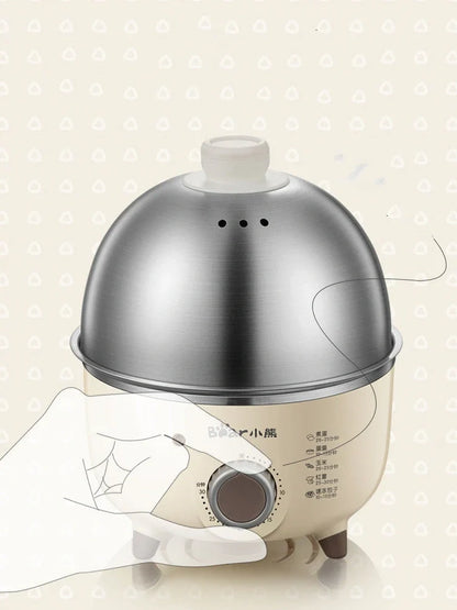 Cream Household Steamed Custard Breakfast Machine with 304 stainless steel cover, 202x167x174mm compact size