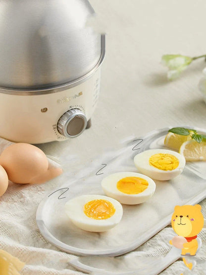 Cream Household Steamed Custard Breakfast Machine with 304 stainless steel cover, 202x167x174mm compact size