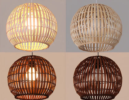 Bamboo art lamp rattan chandelier in Fujimoto colour, 30x25cm size with 1.2m adjustable height and LED light