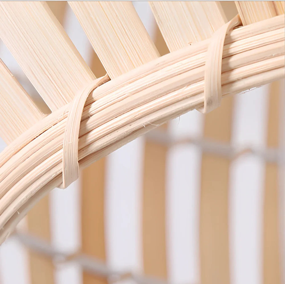 Bamboo art lamp rattan chandelier in Fujimoto colour, 30x25cm size with 1.2m adjustable height and LED light