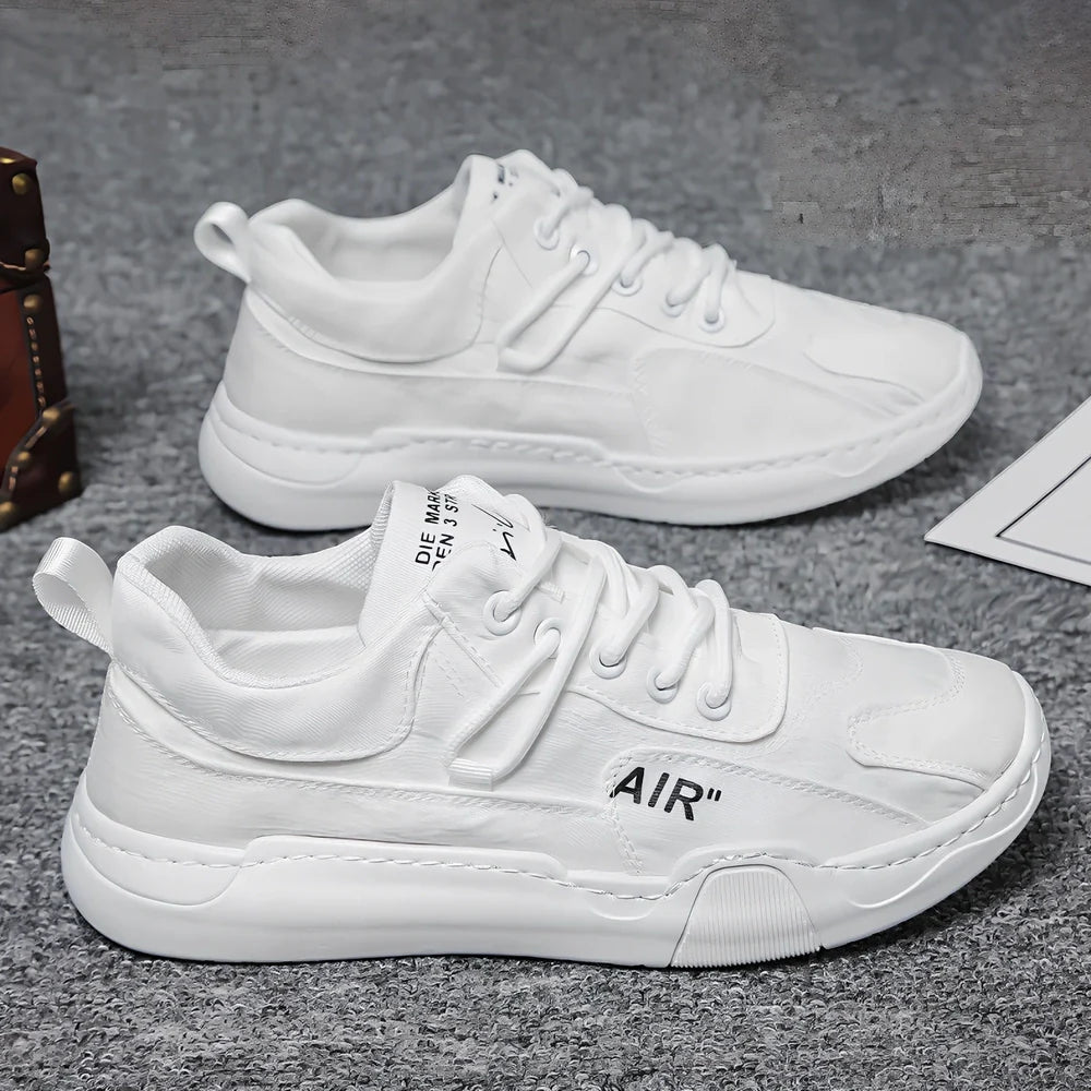 Men's breathable mesh casual shoes with rubber sole in green, grey, white colours