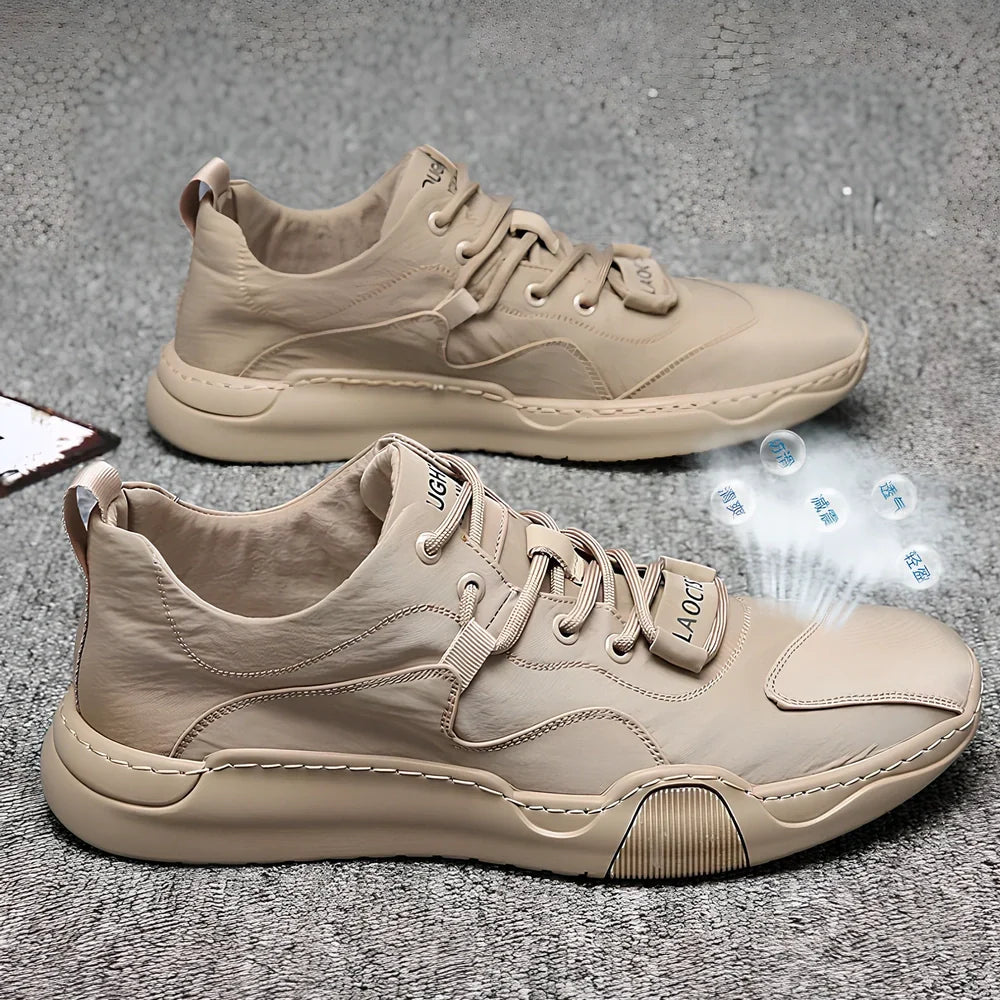 Men's breathable mesh casual shoes with rubber sole in green, grey, white colours