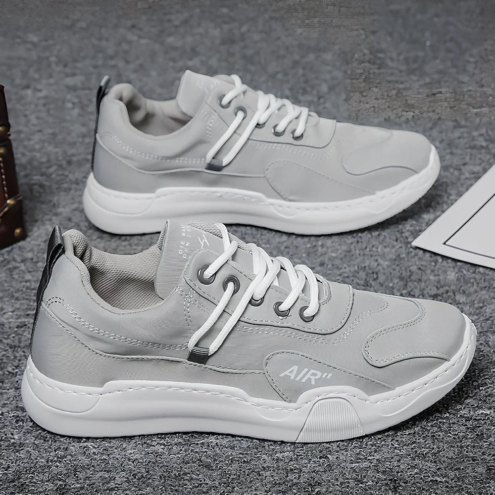 Men's breathable mesh casual shoes with rubber sole in green, grey, white colours