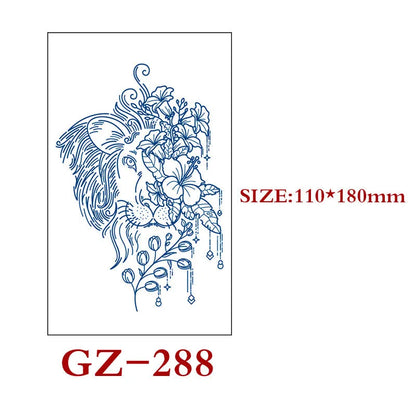 Juice tattoo sticker sheet with geometric shapes, 110x180mm, semi-permanent herbal water transfer design