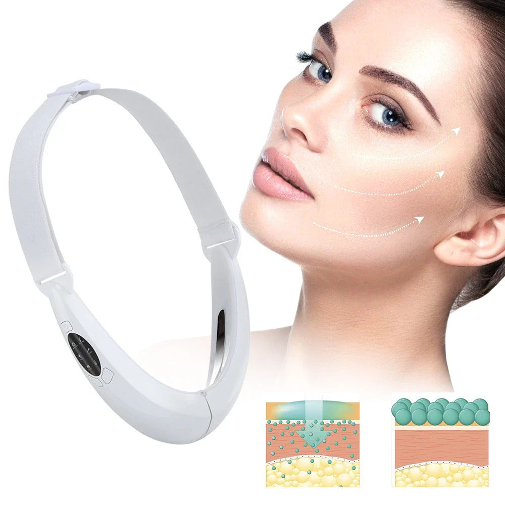 Multifunctional facial lifting and thinning beauty device with infrared rays, blue light therapy, and vibration modes for skin rejuvenation