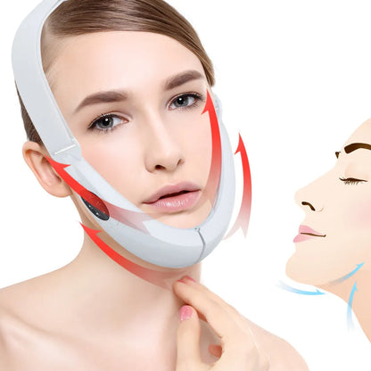 White facial lifting device with dual light therapy for skin tightening and acne reduction, measuring 170x110x500mm