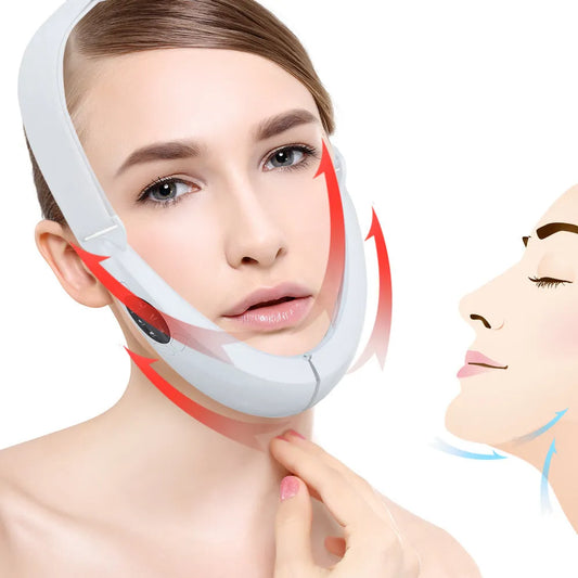 White facial lifting device with dual light therapy for skin tightening and acne reduction, measuring 170x110x500mm