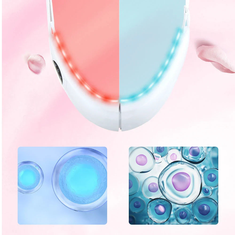 Multifunctional facial lifting and thinning beauty device with infrared rays, blue light therapy, and vibration modes for skin rejuvenation