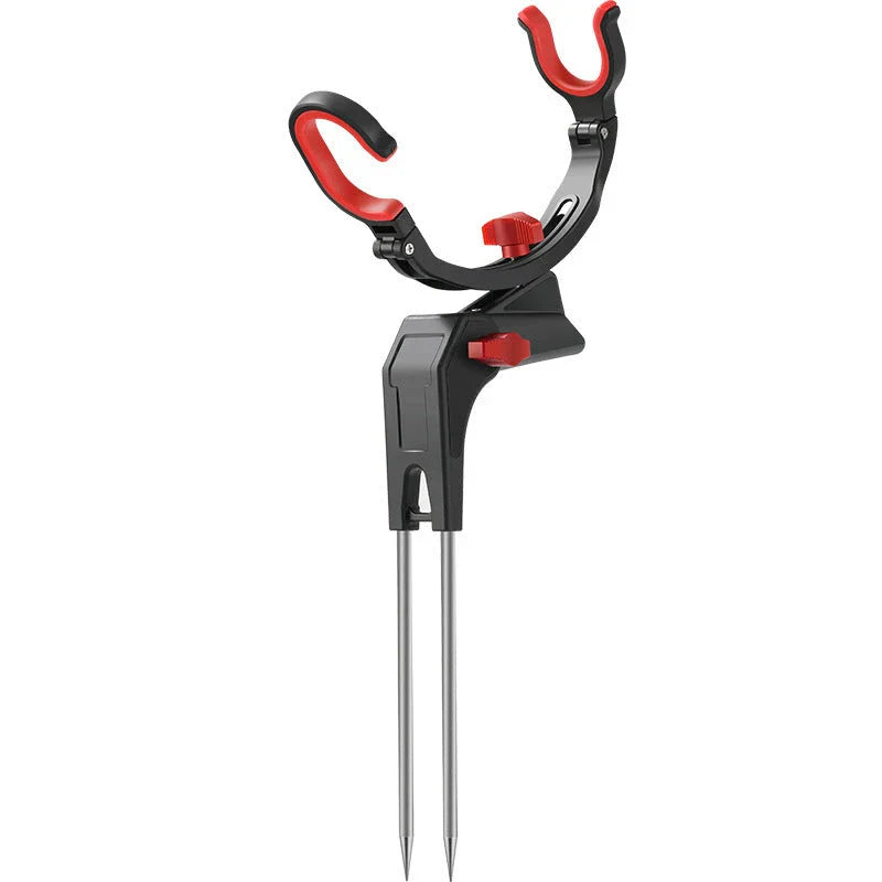 Adjustable fishing rod holder with 360-degree rotation and durable stainless steel and nylon construction