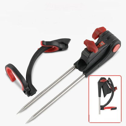 Adjustable fishing rod holder with 360-degree rotation and durable stainless steel and nylon construction