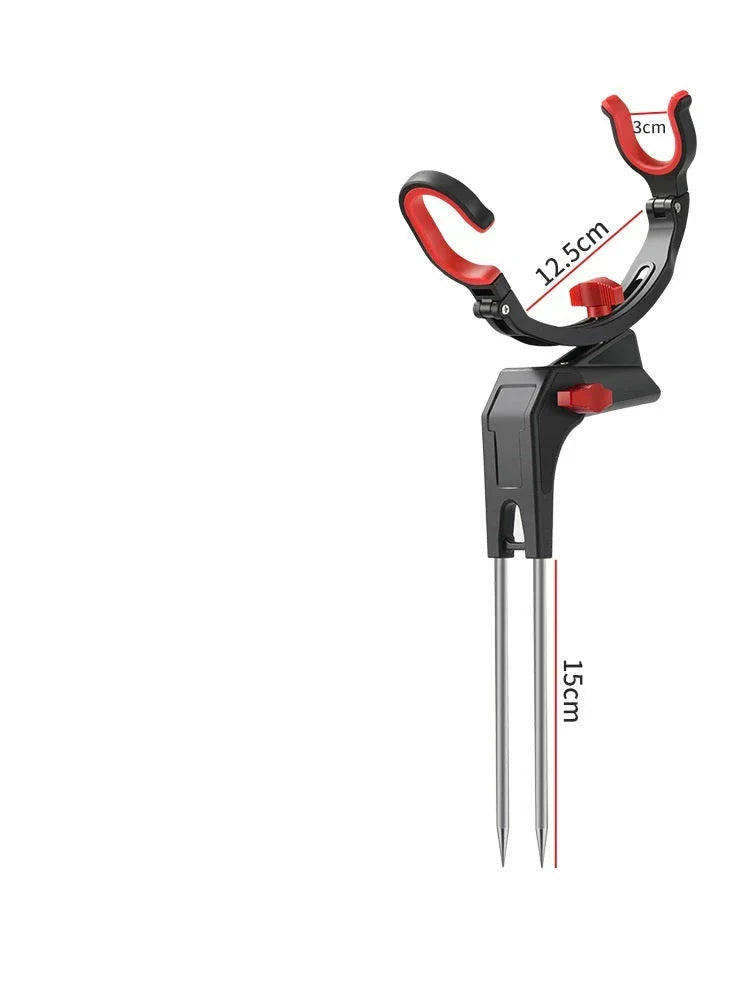 Adjustable fishing rod holder with 360-degree rotation and durable stainless steel and nylon construction