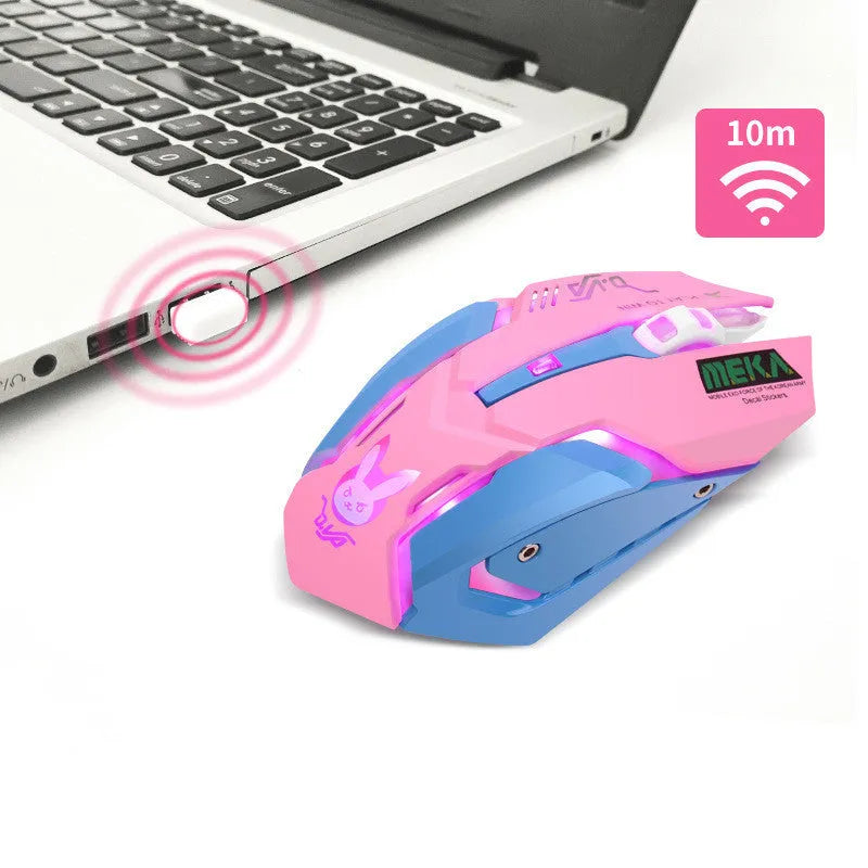 Sobebetter wireless mouse in pink blue, 2400dpi, six mute buttons, ordinary 100-120mm size for desktop