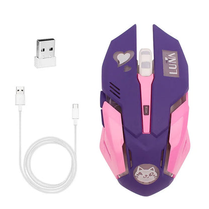 Sobebetter wireless mouse in pink blue, 2400dpi, six mute buttons, ordinary 100-120mm size for desktop
