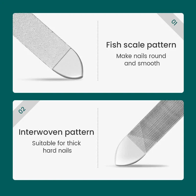 Premium stainless steel nail files with dual-sided design for shaping and polishing nails