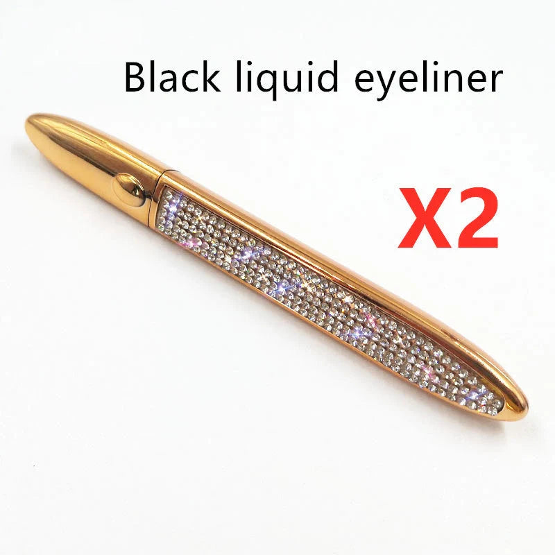 Multifunctional Self-Adhesive Eyeliner & Lashes Set with Black, Coffee, and Transparent Eyeliner Options and Full Diamond, Pearl, and Silver Lash Finishes