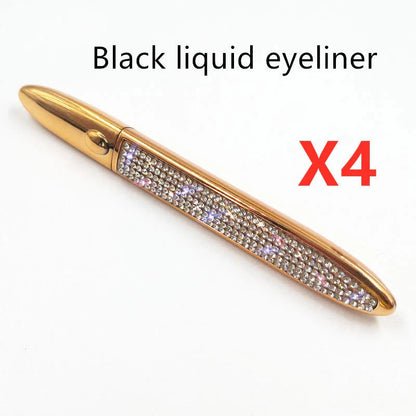 Multifunctional Self-Adhesive Eyeliner & Lashes Set with Black, Coffee, and Transparent Eyeliner Options and Full Diamond, Pearl, and Silver Lash Finishes
