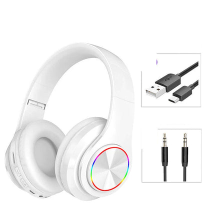 Wireless Bluetooth gaming headphones with 7-color LED lights, comfortable over-ear design, and high-quality 40mm speakers for an immersive audio experience.