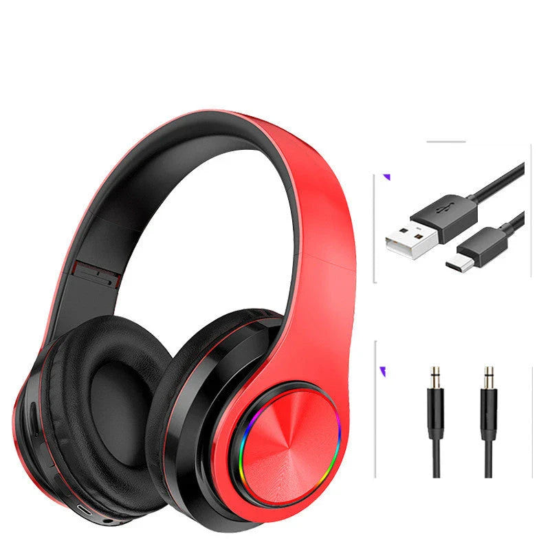 Wireless Bluetooth gaming headphones with 7-color LED lights, comfortable over-ear design, and high-quality 40mm speakers for an immersive audio experience.
