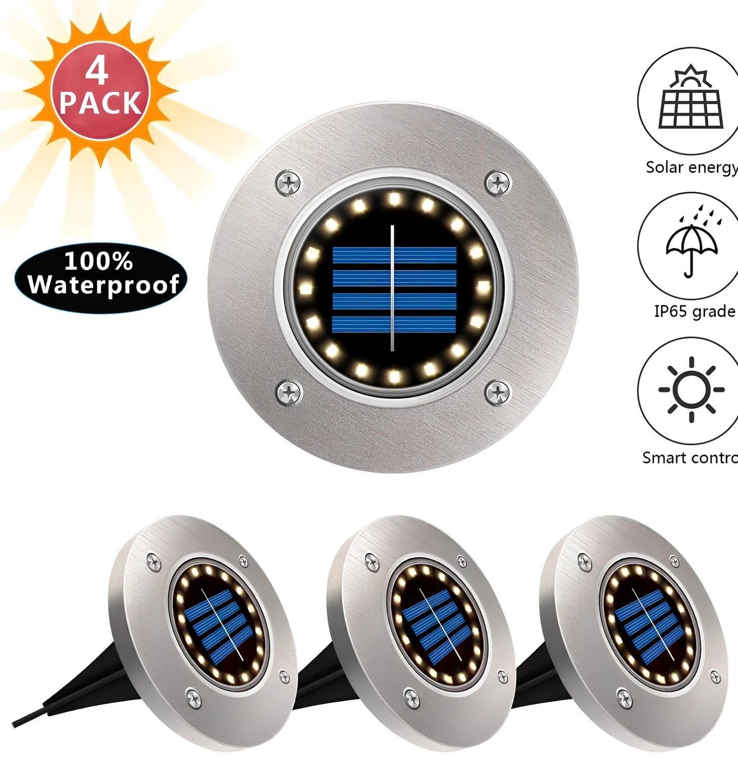 8LED waterproof solar garden light with weatherproof housing and solar panel