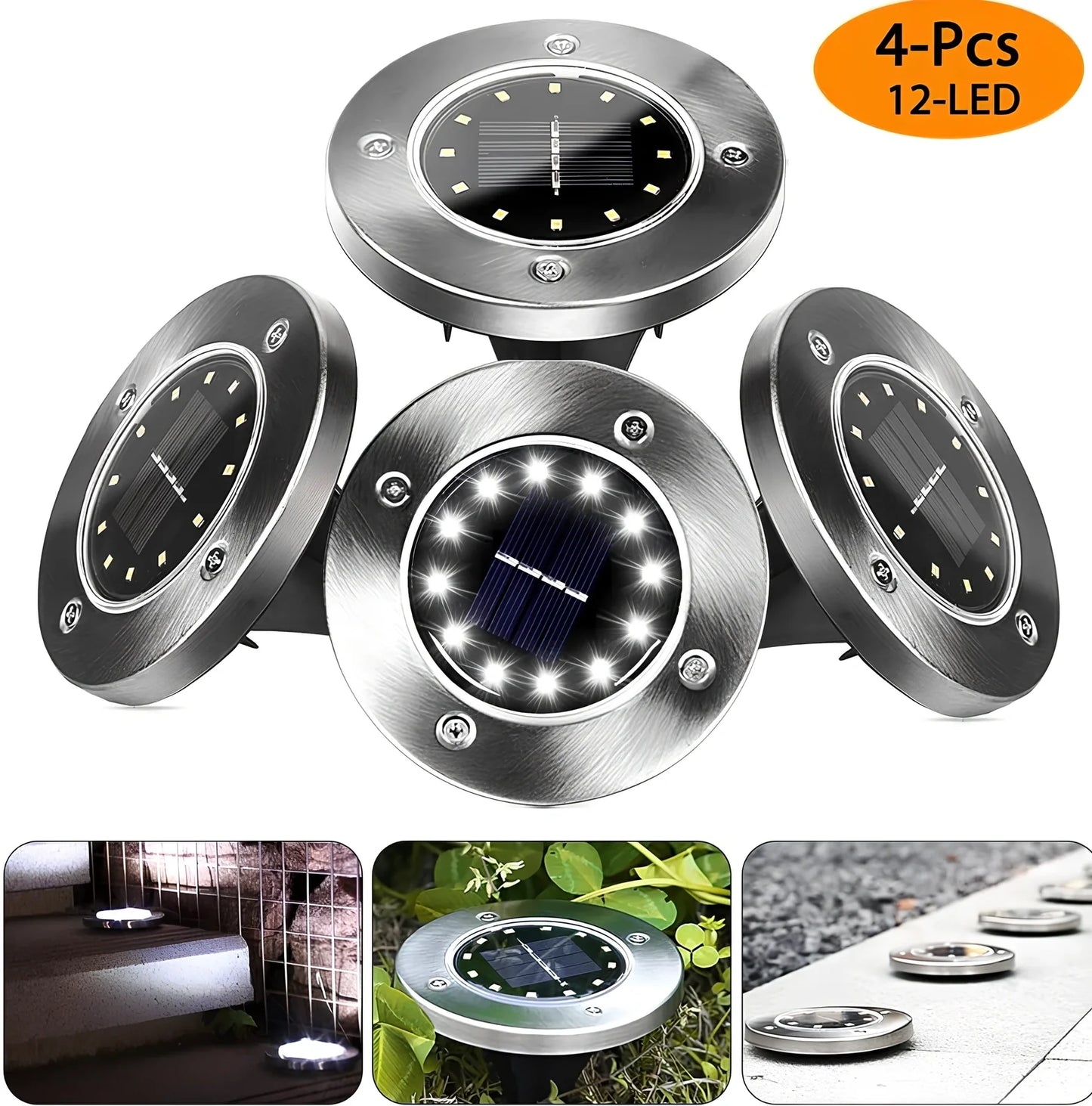 8LED waterproof solar garden light with weatherproof housing and solar panel