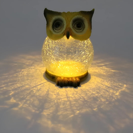 White solar-powered owl garden light measuring 16cm high for outdoor decoration