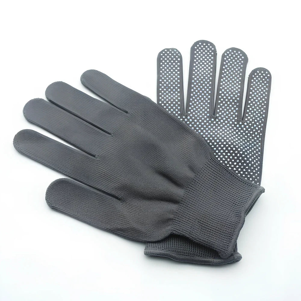 Split-finger work gloves with non-slip palm pattern in multiple colours