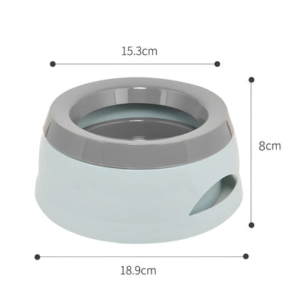Grey anti-skid travel dog water bowl measuring 15.3x18.9x8cm with splash-proof design