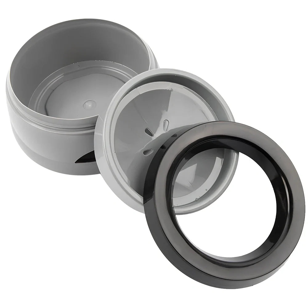 Grey anti-skid travel dog water bowl measuring 15.3x18.9x8cm with splash-proof design