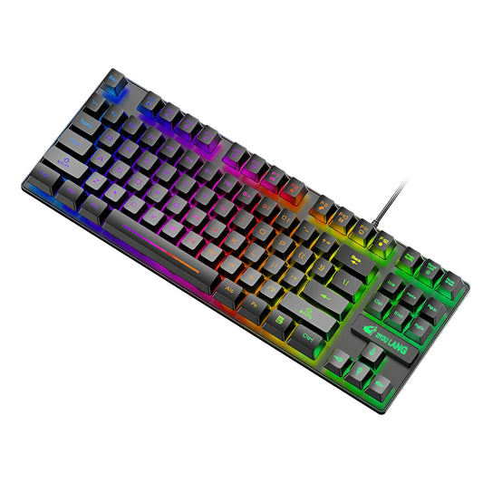 ABS mechanical gaming keyboard in black, white, blue, or pink colour options