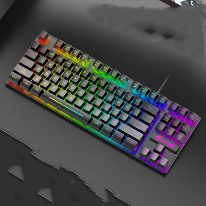 ABS mechanical gaming keyboard in black, white, blue, or pink colour options