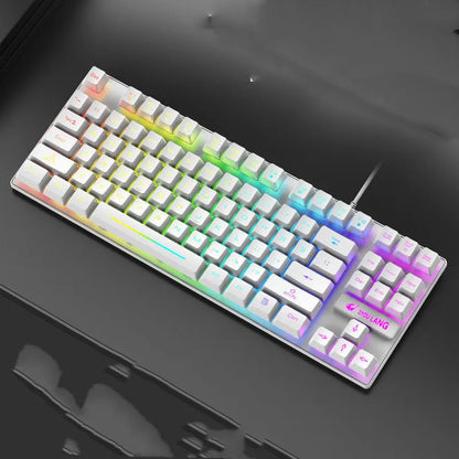 ABS mechanical gaming keyboard in black, white, blue, or pink colour options