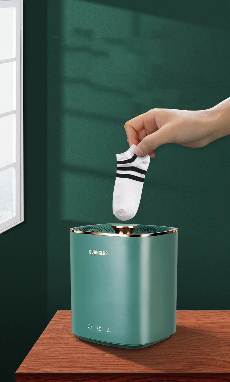 Mini Portable Washing Machine Fully Automatic Small Washer for Dormitory Travel Underwear Socks Baby Clothes 300mL Capacity 10W 15 Minute Quick Wash Ozone Sterilisation Blue Light Bacteriostasis Green or White