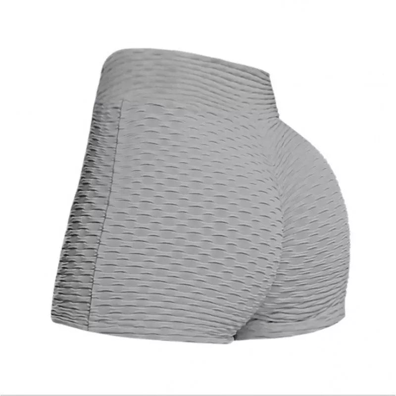 Women's polyester fiber yoga shorts in various colors for fitness and workouts