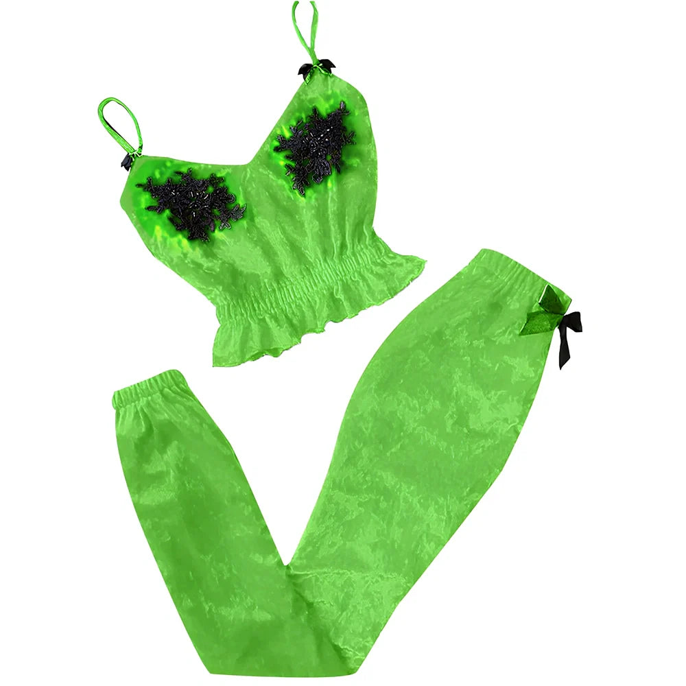 Women's lingerie pajama set in seven colours with six-size range and suede-style construction