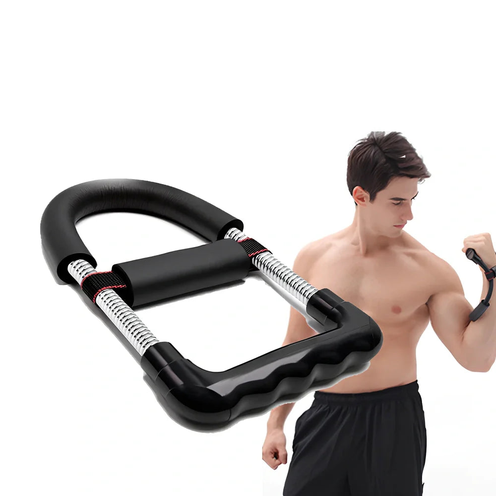 Wrist strength device with 45LB spring steel resistance and black finish for grip training