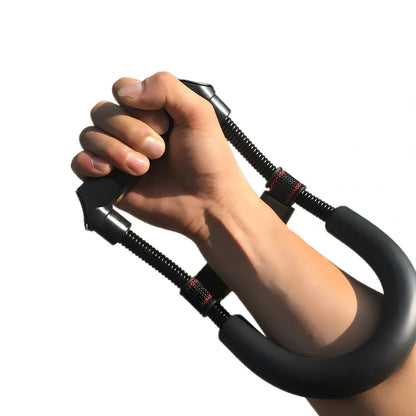 Wrist strength device with 45LB spring steel resistance and black finish for grip training