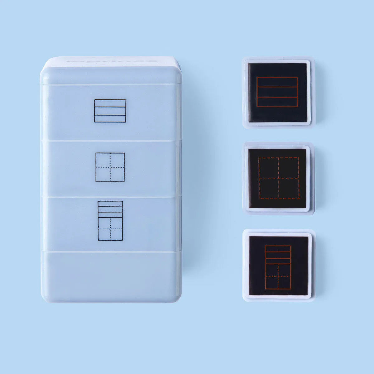 Six-sided Tianzi Grid educational stamp seal in pink and blue case options with quick-drying photosensitive ink