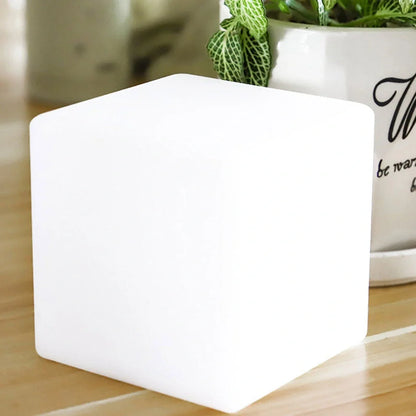 Square cube table lamp with LED lighting in modern design for restaurant atmosphere