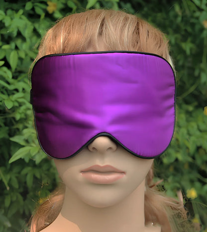 Double-sided mulberry silk eye mask in navy blue, 20.5x10.5cm size with adjustable elastic band, 30g weight