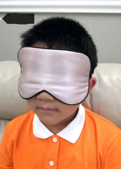 Double-sided mulberry silk eye mask in navy blue, 20.5x10.5cm size with adjustable elastic band, 30g weight