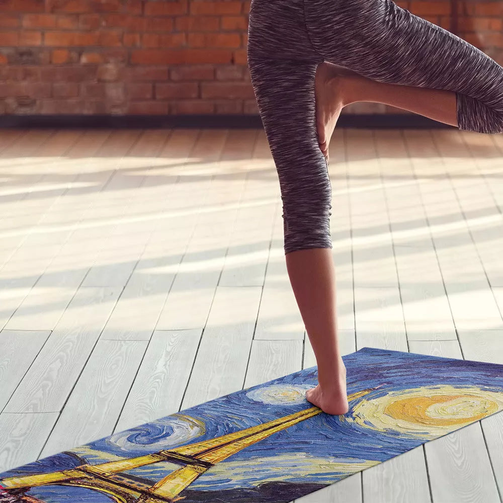 Natural Rubber Suede Yoga Mat 1.5mm thickness with custom printing options