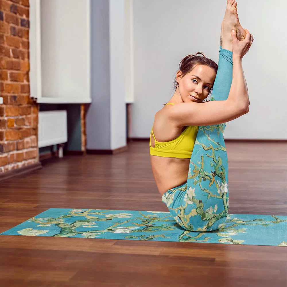 Natural Rubber Suede Yoga Mat 1.5mm thickness with custom printing options