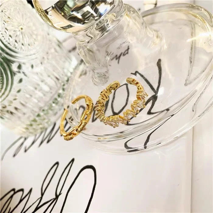 18K gold plated fashion ring with zircon accent for women