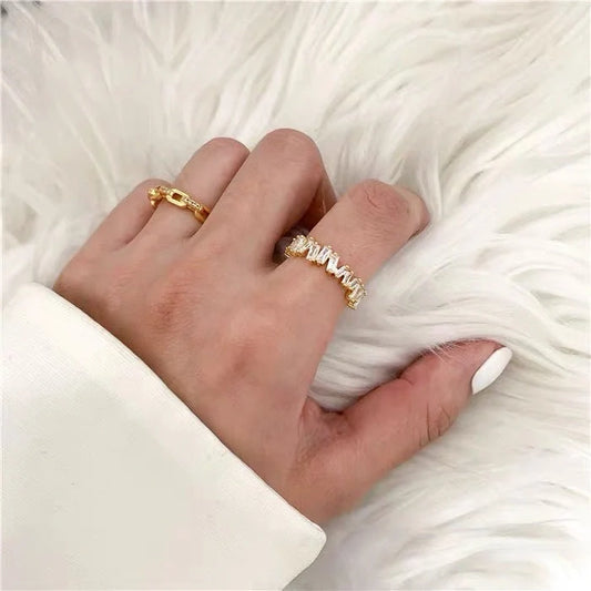 18K gold plated fashion ring with zircon accent for women