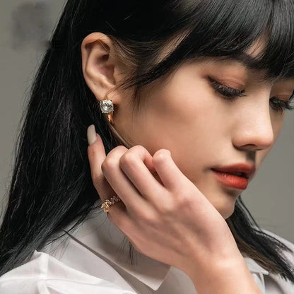 18K gold plated fashion ring with zircon accent for women