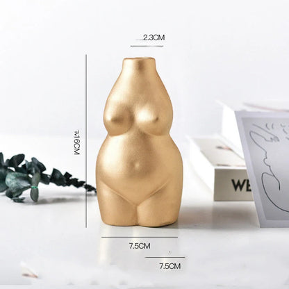 Modern minimalist ceramic vase with electroplated finish in white, gold, and grey