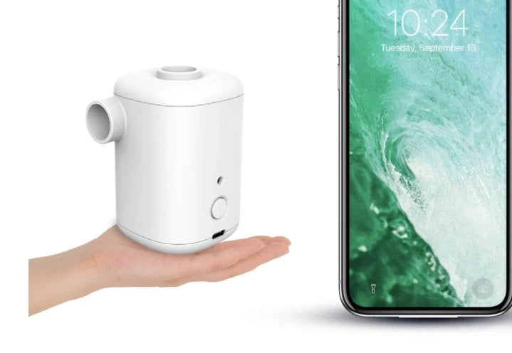 Mini electric inflator with USB charging port and LED display for outdoor and home use