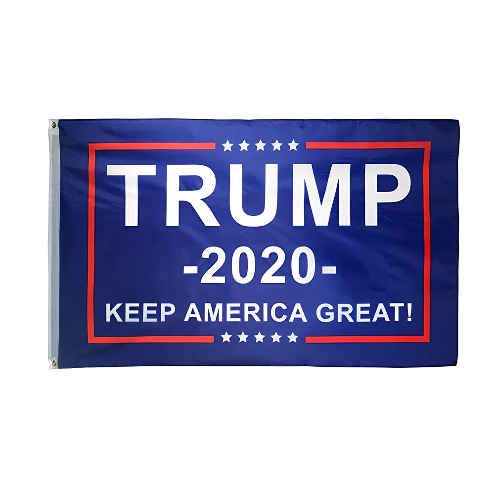 Trump Election Flag measuring 90x150cm with Trump2024 design in red, white and blue colours