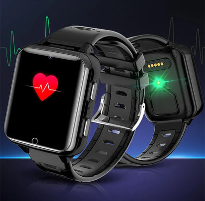 Children's smart watch with black silicone strap, 1.54-inch screen, and face recognition feature
